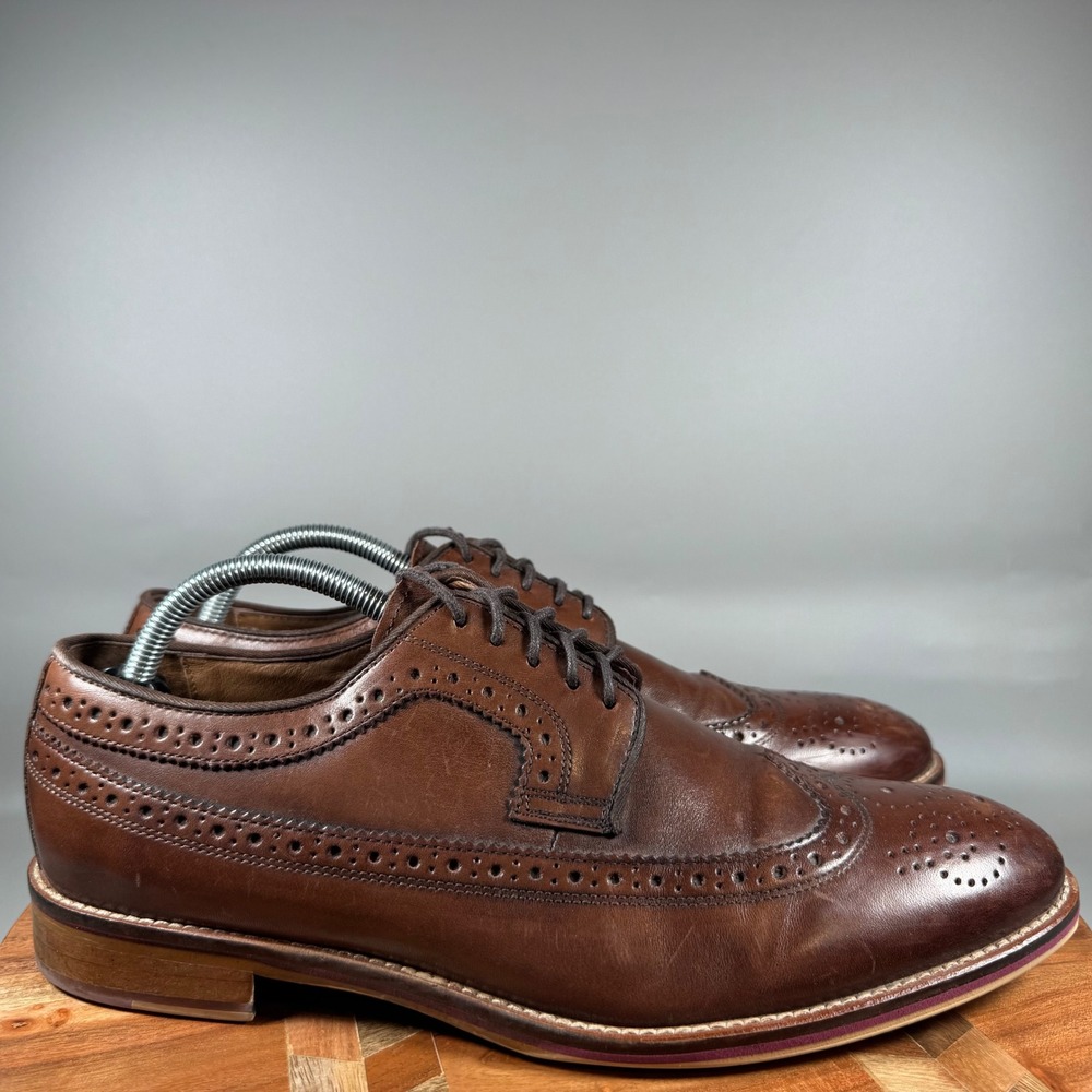 Johnston & Murphy Mens Brown Leather Wingtip Brogue Oxford Shoes 20-2233 10M